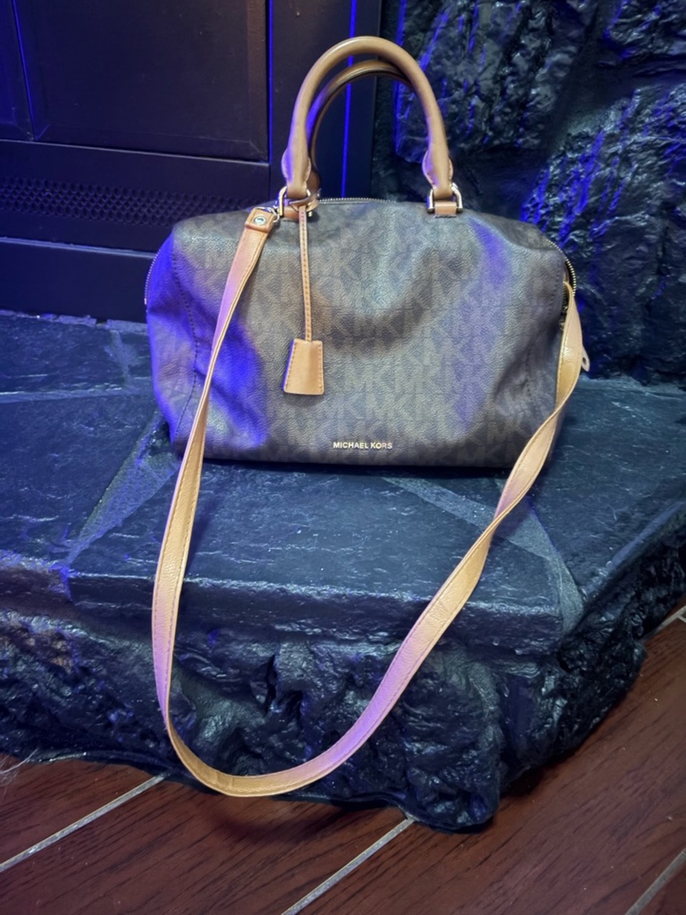 Michael Michael Kors Brown and Tan Monogram Satchel